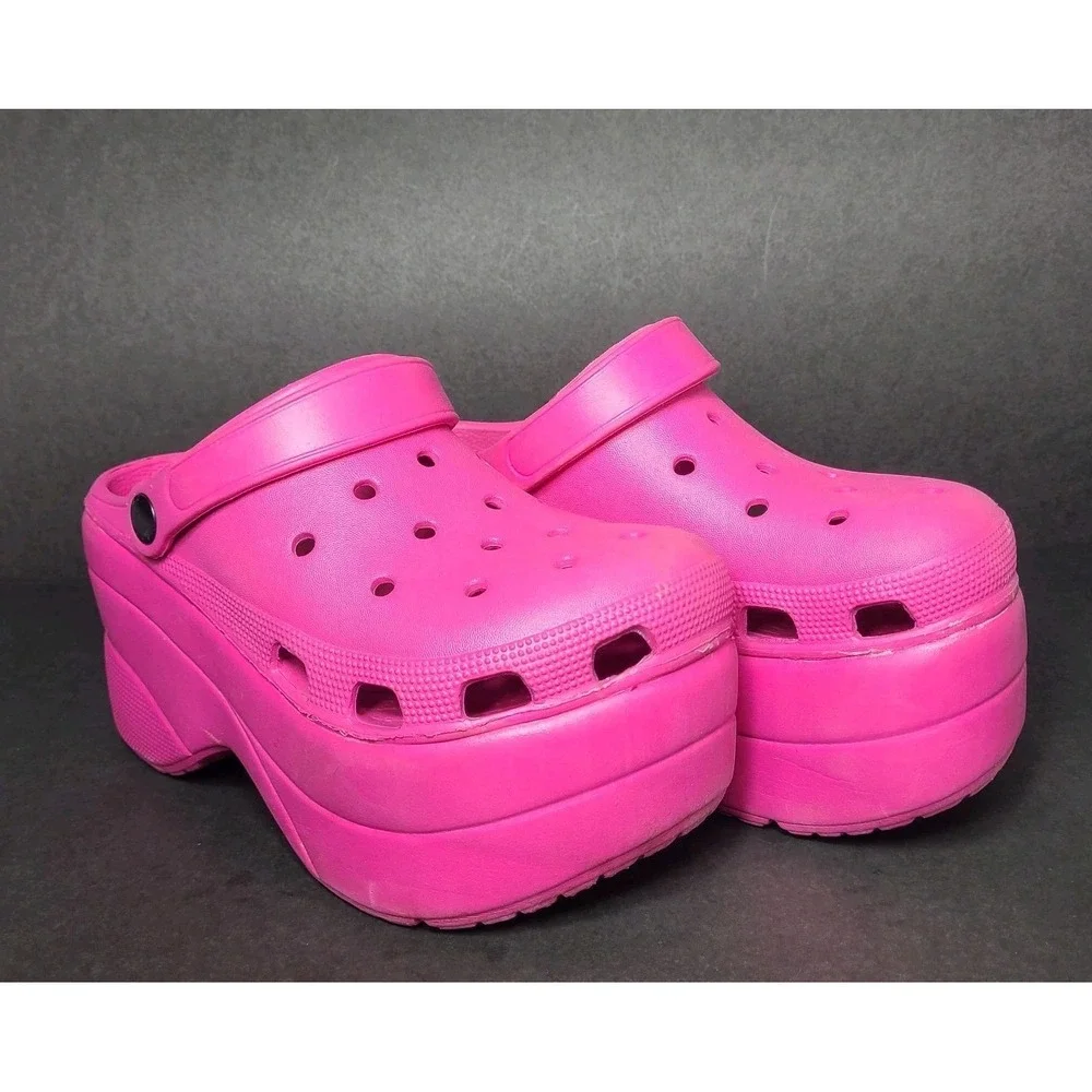 Platform Clogs Womens Size 6 Pink EVA Chunky Foam Slides Y2K Barbiecore